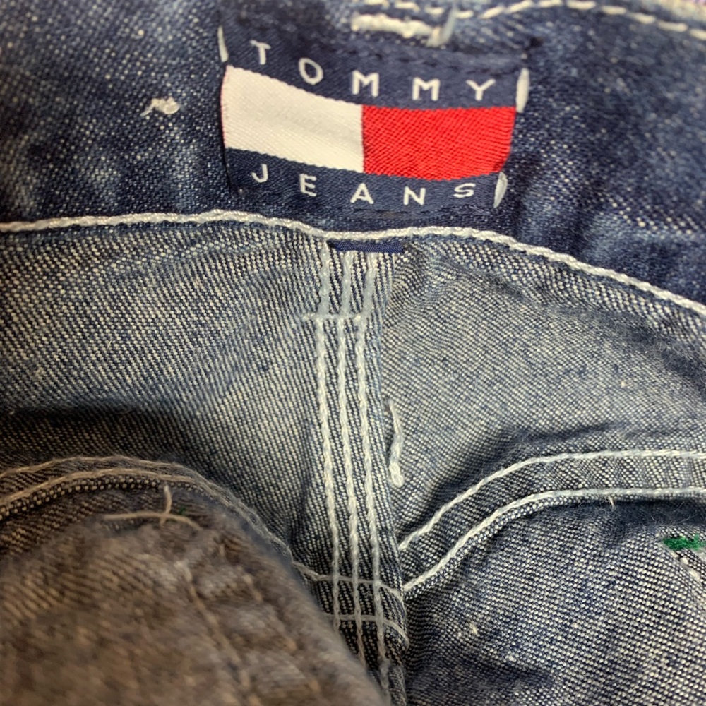 Y2K Tommy Hilfiger Carpenter Jeans with Red and White Trim Wide Leg Size 7 - Picture 3 of 7